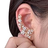 JQUEEN Exotic New Hollow Butterfly with Rhinestone Ear Wrap Cuff Earrings Ear Stud