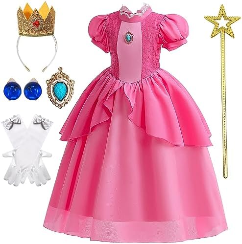 pink princess dress amazon Amazon.com: Mecamelon Pink Princess Costume for Girls Halloween Party Dress With Accessories (Pink, 3-4 Years) : Clothing, Shoes & Jewelry