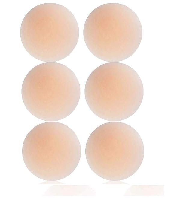 Women's Silicone Nipple Cover Bra Pad Skin Adhesive Reusable(Beige