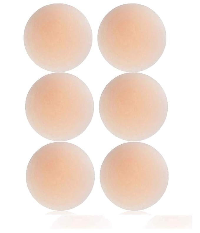 Women's Silicone Nipple Cover Bra Pad Skin Adhesive Reusable(Beige