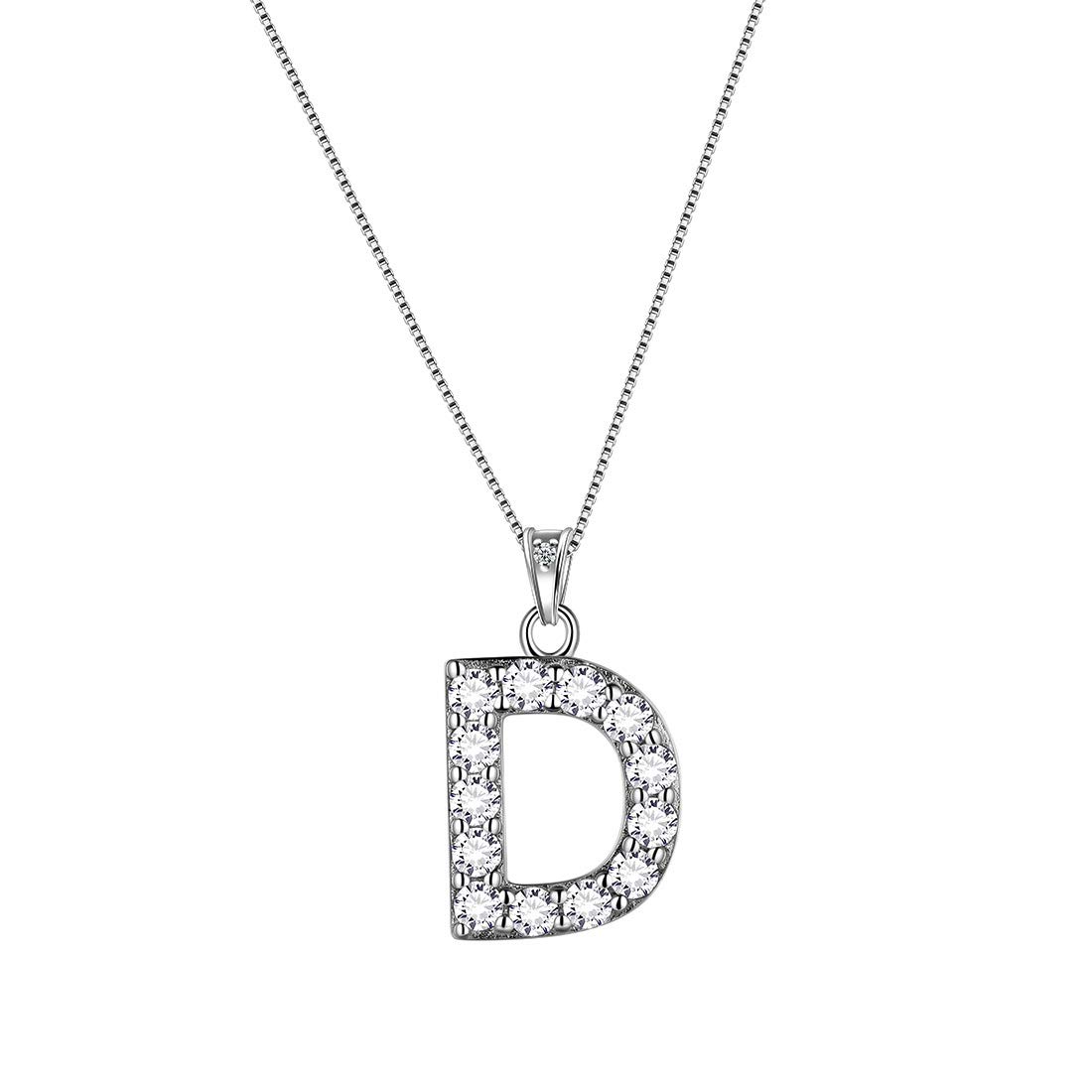 Aurora Tears Letter D Necklaces 925 Sterling Sliver Initial D Alphabet Pendant with Cubic Zirconia Jewellery for Women and Men DP0261D — image 1