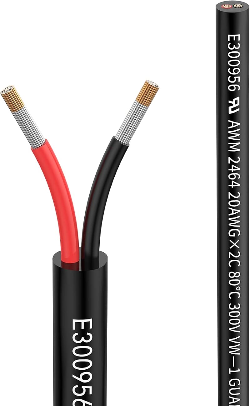 Matugajp 20AWG 2 Core 0.5mm2 20M Extension Wire UL2464 DC 5-300V