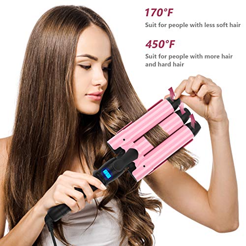 32mm (1.25") Triple Ceramic Curling Iron, Aima Beauty Mermaid Big Wave