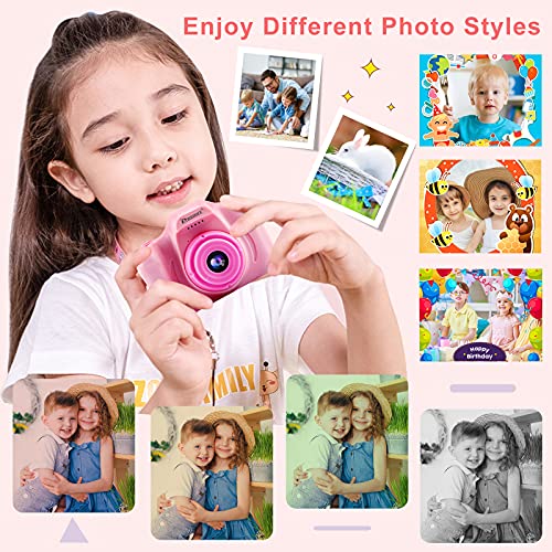 PROGRACE Kids Camera Girls Toys 2 Inch IPS Children Digital Camera for Kids 1080P Video