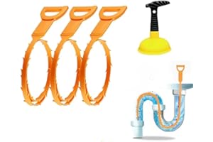 LAOHA Sink Plunger with 3 Drain Clog Remover Tools – Compact Manual Plunger and Flexible Drain Snakes for Unclogging Bathroom, Kitchen, and Shower Drains