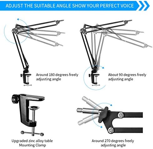 Blue Yeti Microphone Stand with Shock Mount and Pop Filter Kit