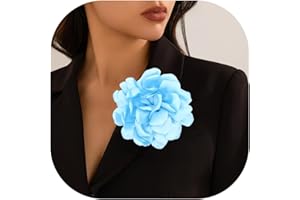 DECIXDE Satin Fabric Rose Flower Brooches - Handmade Floral Accessory for Wedding Party Dance Banquet Ceremony - Size: 4.72in