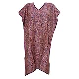 Womens Kaftan Top Paisley Printed Wool Blend Knee Length Caftan House Dress