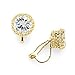 Mariell 14K Gold Plated Clip-On Cubic Zirconia Crystal Stud Earring, 2 Cwt., for Wedding, Brides, Birthday Gift