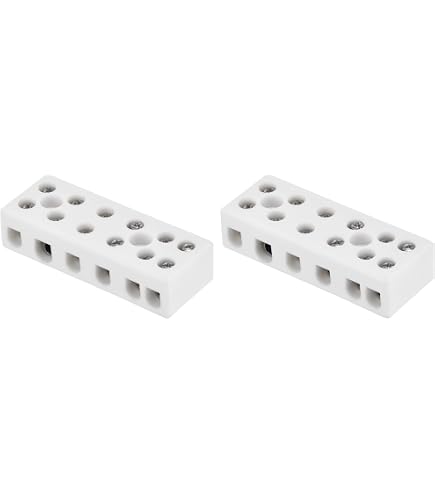 MECCANIXITY 2-Pack Ceramic Terminal Blocks – 30A 110-600V, 4-Way High Temp Porcelain Connectors With Brass Screws