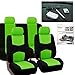 FH Group Car Seat Covers Full Set Flat Cloth Seat Covers Green, Rear Solid Bench Car Seat Cover and Universal Fit Combo Non-Slip Dash Grip Pad Car Seat Protector Cars Trucks SUV Interior Accessories