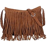TENDYCOCO Fringe Crossbody Shoulder Bag for Women 13.38 Inch Lightweight Boho Tassel Purse Large Capacity Messenger Bag for Daily Travel Shopping