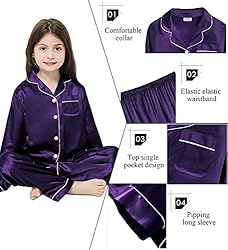 SWOMOG Kid Girls Boys Silk Satin Pajamas Set