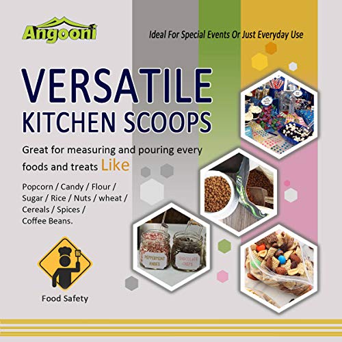 Angooni Clear Plastic Kitchen Scoops Wedding Candy Dessert Buffet Scoops, Coffee, Tea, 12 Pack Small 2 OZ. Candy Scoops