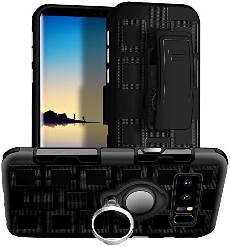 Samsung Note 8 Holster Case,MAHYVE 360°Adjustable Metal Ring Grip Kickstand Cover Compatible with Magnetic Car Mount Holder for Samsung Note 8 (Black)