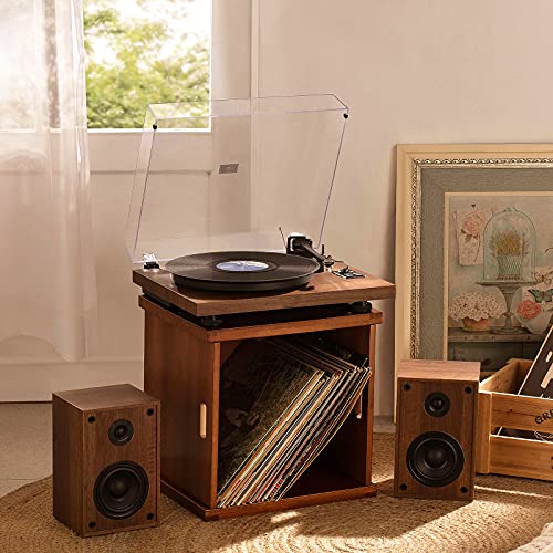 1 BY ONE Bluetooth Turntable HiFi System with 36 Watt Bookshelf