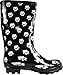 NORTY - Womens Hurricane Wellie Gloss Mid-Calf Paw Printed Rain Boot, Black, White 39203-8B(M) US