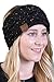 Funky Junque Women's Fleece Lined Head Wrap Headband Ear Warmer Cable Knit Scalloped Ear Warmers - 1 Confetti Oatmeal, 1 Solid Black (2 Pack)