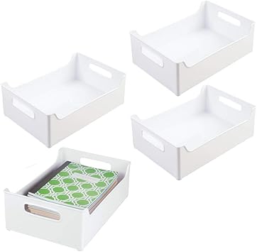 Amazon Com Mdesign Stackable Plastic Home Office Storage Bin