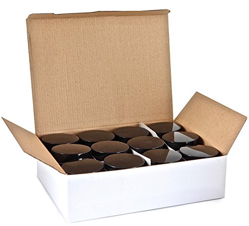 Vivaplex, 12, Amber, 4 oz, Round Glass Jars, with Inner Liners and black Lids