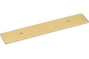 QOGRISUN 5-Pack Solid Brass Cabinet Pulls Back Plates, Rectangle Cabinet Pulls BackPlates, 3-Inch Hole Center,5.3-Inch Total Length for Cabinet Hardware, Brushed Brass Finish