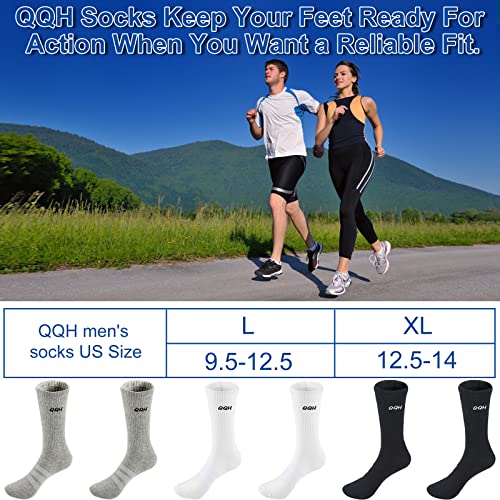 Men\'s Athletic Crew Socks Sports Running Moisture Wicking Cotton Socks 6 Pairs(Multicolor, L)