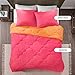 Comfort Spaces Vixie Reversible Comforter Set - Trendy Casual Geometric Quilted Cover, All Season Down Alternative Cozy Bedding, Matching Sham, Pink/Orange, Twin/Twin XL 2 piece