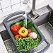 Kitchen Collapsible Colander,Colander Collapsible Silicone,Colander Strainer Over The Sink Vegetable, Fruit Colanders Strainers With Extendable Handles, Folding Strainer for Kitchen (6 Quart, green)