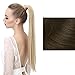SARLA Ponytail Hair Extension Wrap Around Long Straight 24 Inch Synthetic Hairpiece for Women Medium Brown