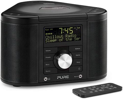PURE Chronos CD Series II, DAB/FM/CD Stereo Clock Radio - Black (Renewed)