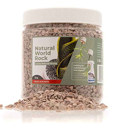 Natural World Rock Plant Topper Stones - Beautiful Natural Stones | 2kg | 5mm Diameter | Perfect for Plant Pots Inside & Out | For Home, Garden, Plant Pots & (Rojo Alicante)