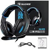 SADES SA816S Stereo Gaming Headset with Mic, Noise Cancelling Over Ear Headphones, Bass Surround, Soft Memory Earmuffs for PS4, PC, Xbox One Controller, Laptop Mac Nintendo Switch Games Phones