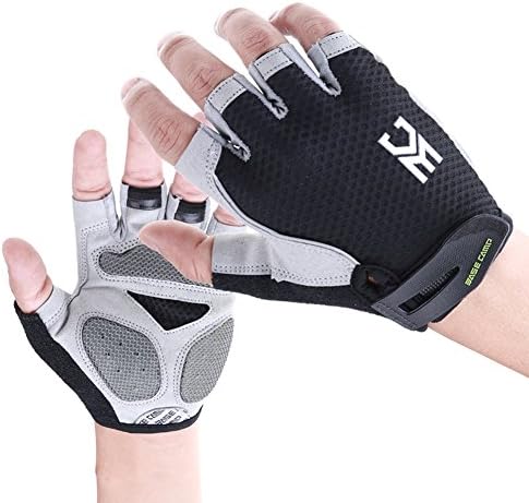 EASECAMP Cycling Half Finger Gloves with Anti Slip Pad and Shock Absorbing Gel (Black, Large)