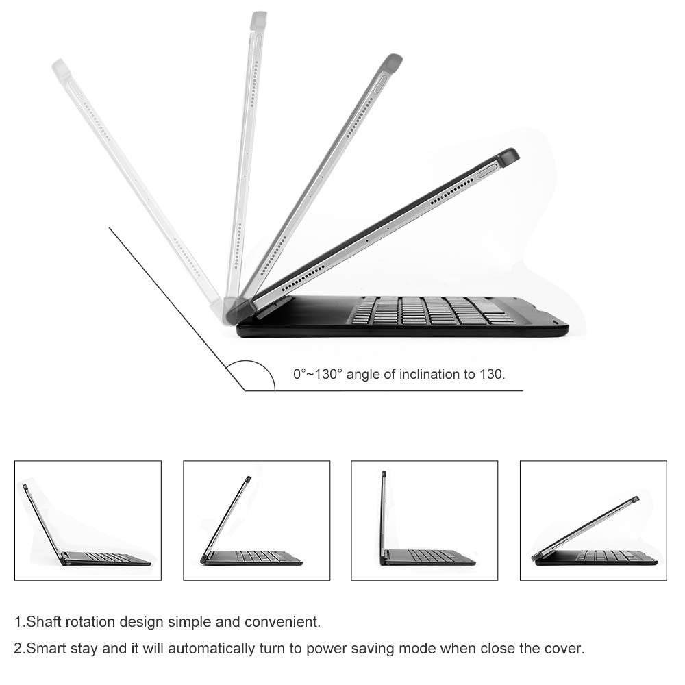 Keyboard Case for iPad Pro 11,130 Degree Rotation, 7 Color Backlit Keyboard,Thin and Light Case,BT Connect, iPad Pro 11 Keyboard Case, (Black, 11)