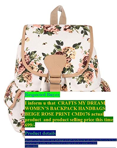 crafts my dream women's backpack handbags beige rose print cmd176