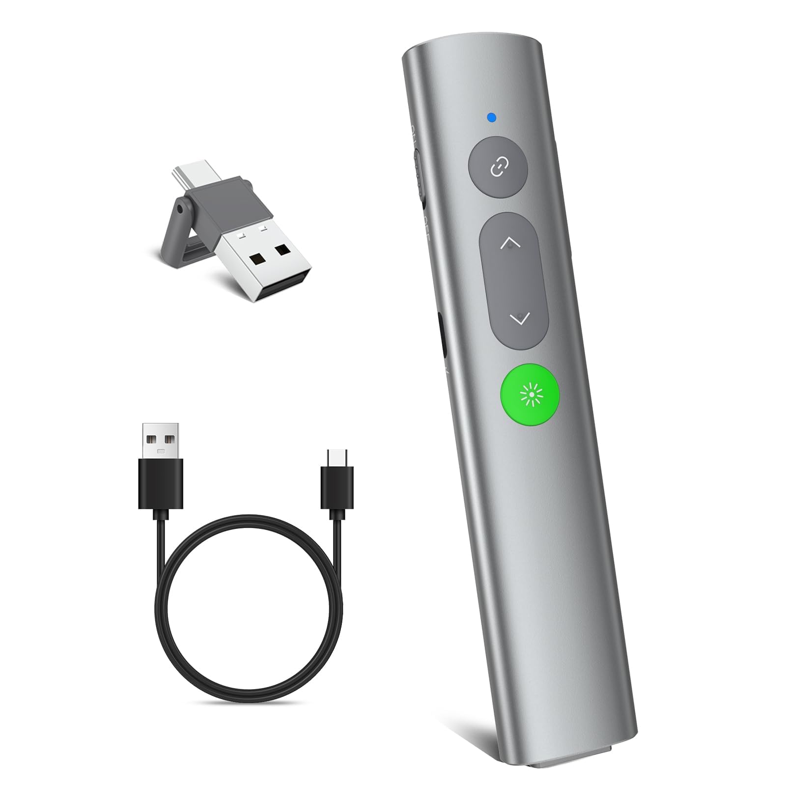 Presentation Clickers for PowerPoint Presentations, [Aluminum Alloy] + [2 in 1 USB C/A] PowerPoint Clicker Wireless Presenter, Presentation Pointer PPT Slide Remote Control Clicker for Mac, Computer
