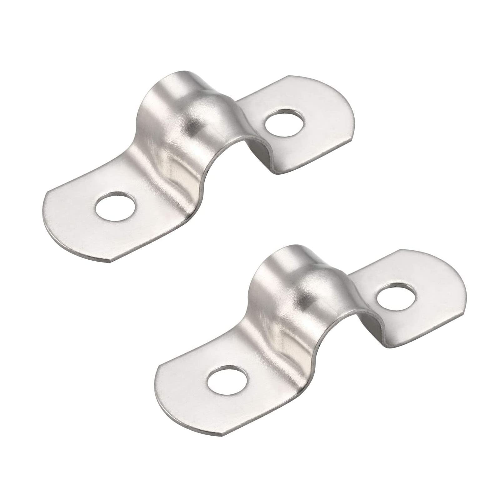 TA-VIGOR 20Pcs Rigid Pipe Strap 8mm(0.3"), 2 Holes Tube Straps 304 Stainless Steel U Bracket Tension Tube Clip Clamp for Pipe Fixing — image 1