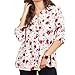 Zeagoo Women's Casual Solid Chiffon Floral Blouses V Neck Cuffed Sleeve Shirts Button Up Top