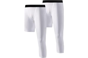 Charque 2 Pack Boy's One Leg Compression Tights Leggings for Basketball Running Youth Kids Athletic Pants Sports Base Layer