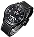 Tonnier Black Leather Strap Analog Men's Quartz Watch Calendar Watches
