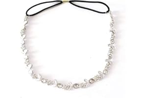 Women Silver Rhinestone Flower Hair Band Elastic Headband Convenient Design