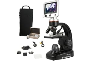Celestron – LCD Digital Microscope II – 3.5" Screen – 5MP Camera – 40x–1600x Magnification – Rotating Head – SD Card Included – TV Output – Ideal for Slides, Labs, Classrooms, Biology, Education