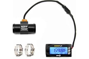 NORXI Universal 3in1 Multifunction Gauge (Water Temp+Voltmeter+Timer) Water Thermometer Fahrenheit/Celsius(℉/℃) Digital Voltage Meter Clock Multimeter for Motorcycle Car (22mm)