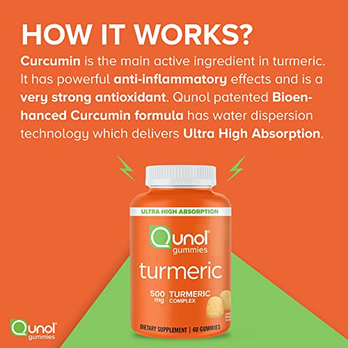 Turmeric Gummies, Qunol Gummy with 500mg Turmeric Curcumin, Joint