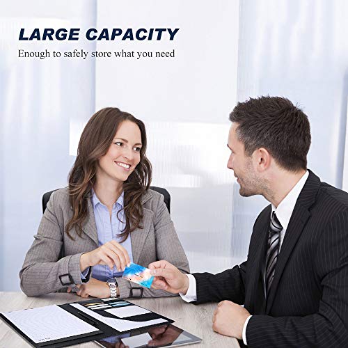 Leather Portfolio Folder Padfolio for Business School Office Conference Presentation Interview, Leather Resume Padfolio Folder Organizer for Men Women with Notepad and Pen - Thumbnail 2