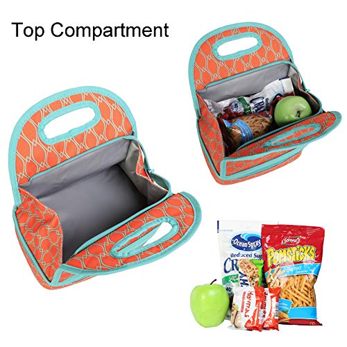 MIER Dual Compartment Insulated Lunch Box Bag Reusable Cooler Bag for Women, Girls(Orange
