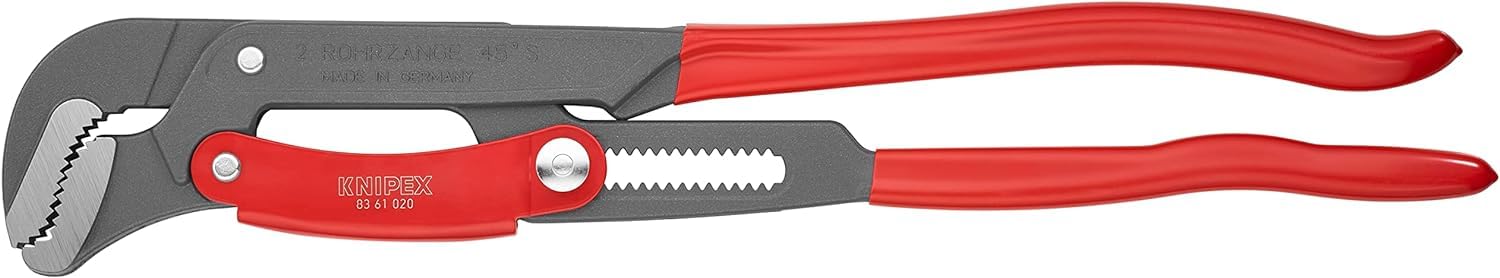 KNIPEX Pipe Wrench S-Type with Fast Adjustment Grey Powder-Coated with Plastic Coating 560 mm, 83 61 020