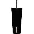 Corkcicle Cold Cup Insulated Tumbler with Lid and Straw, Matte Black, 24 oz – Reusable Water Bottle Keeps Beverages Cold for 12hrs, Hot 5hrs – Cupholder Friendly Tumbler, Lid for Flexible Sipping