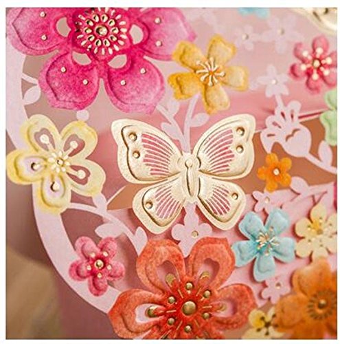 Finex® 100 pcs Premium Korean Wedding Design *Butterfly Couple Flying on Flowers* Party Favors Candy Boxes with Pre-cut Ribbons *Hollow Carved Laser Die Cut Gold Foil Embossing* DIY Chocolate box