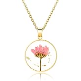 Pressed Flower Necklace Gift for Women | Personalized Handmade Necklaces | Birth Flower Necklace